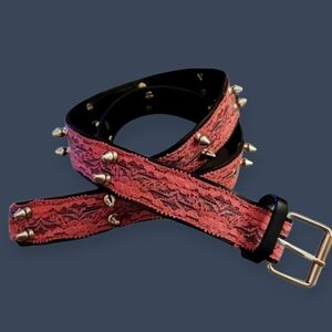 HOT TOPIC Hot Pink Lace Spiked Moto Punk Belt Medium